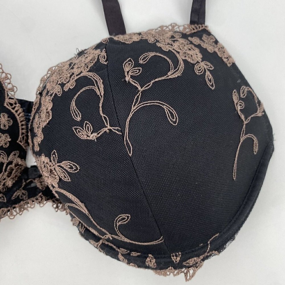 Ambrielle Women Bra 36DD Black Extreme Push Up Lace Underwire Adjustable Straps - Picture 3 of 6
